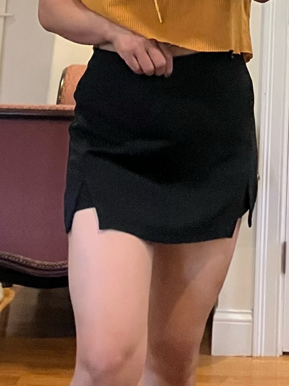 Women's Black High-Waist Mini Skort